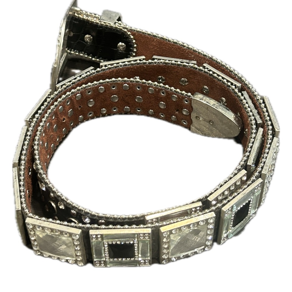 Silver and Black Studded Belt
